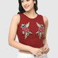 Women Crop Top Maroon Cotton Hosiery