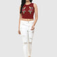 Women Crop Top Maroon Cotton Hosiery