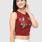 Women Crop Top Maroon Cotton Hosiery