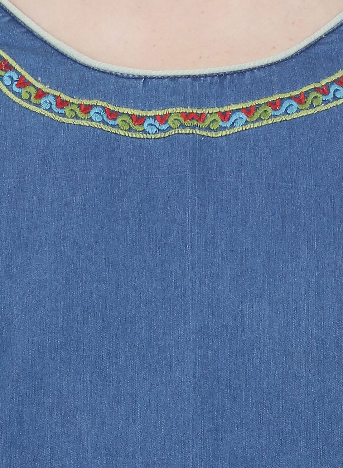 Women Kurti Denim Blue Regular Fit