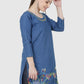 Women Kurti Denim Blue Regular Fit