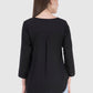 Women Top Black Rayon Casual Regular Fit 3/4 Sleeve Embroidery Work