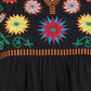 Women Top Black Rayon Casual Regular Fit 3/4 Sleeve Embroidery Work