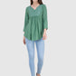 Women Top Sea Green Rayon Casual Regular Fit and Flare 3/4 Sleeve