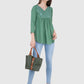 Women Top Sea Green Rayon Casual Regular Fit and Flare 3/4 Sleeve
