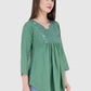 Women Top Sea Green Rayon Casual Regular Fit and Flare 3/4 Sleeve