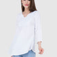 Women Top White Rayon Casual Regular Fit and Flare 3/4 Sleeve