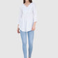 Women Top White Rayon Casual Regular Fit and Flare 3/4 Sleeve