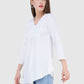 Women Top White Rayon Casual Regular Fit and Flare 3/4 Sleeve