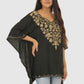 Women Kaftan Top Black Casual Regular Fit and Flare Embroidery Work