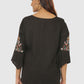 Women Top Black Casual Regular Fit Bell Sleeve