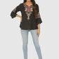Women Top Black Casual Regular Fit Bell Sleeve