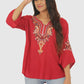 Women Top Maroon Casual Regular Fit Bell Sleeve