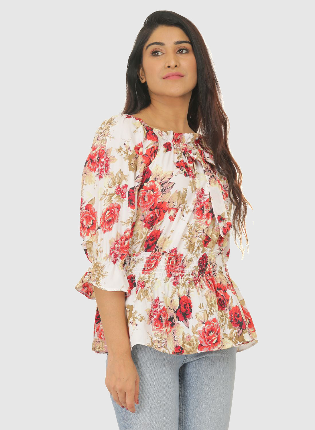 Women Printed Top Bell Sleeve Regular Fit