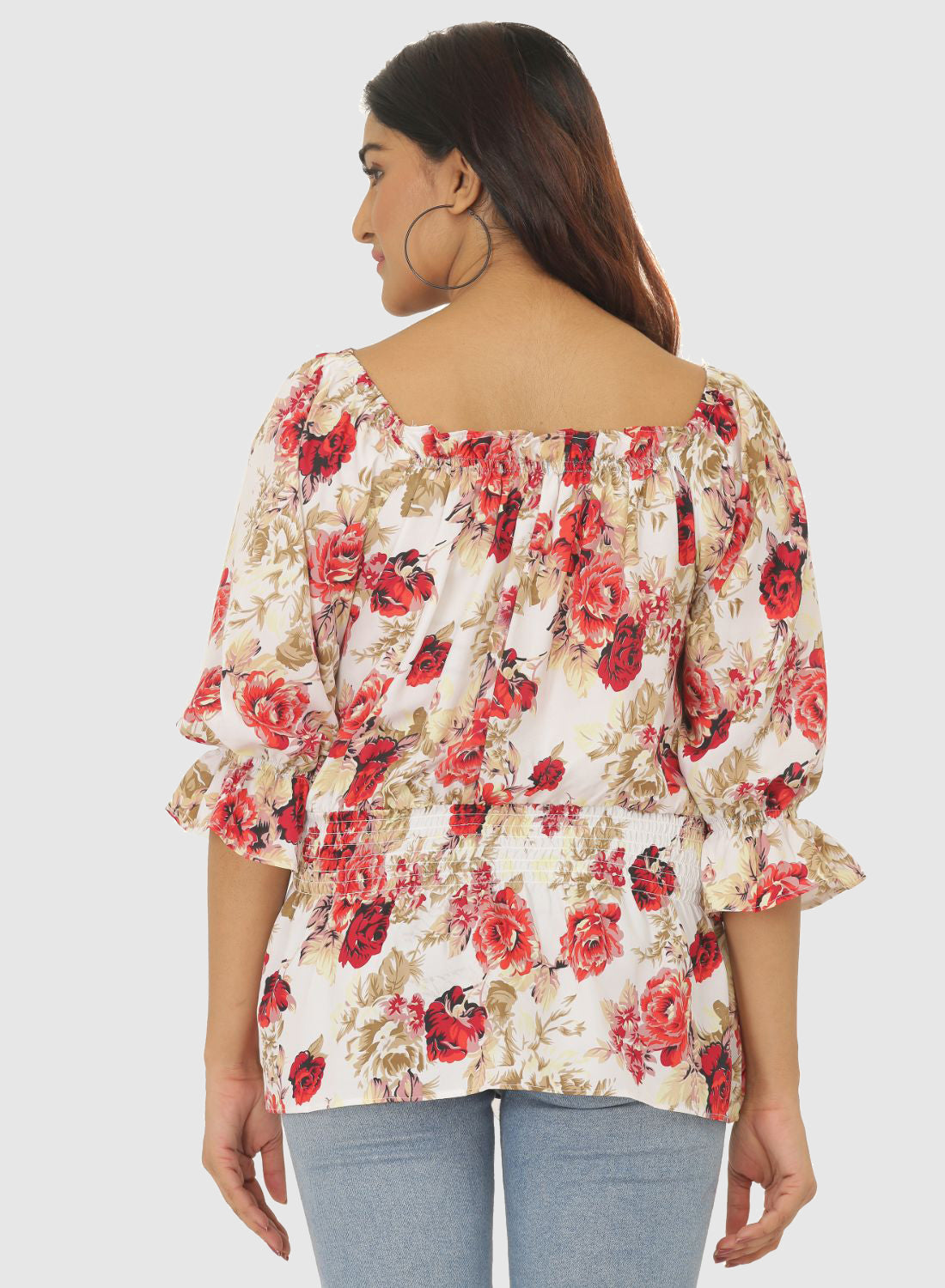 Women Printed Top Bell Sleeve Regular Fit