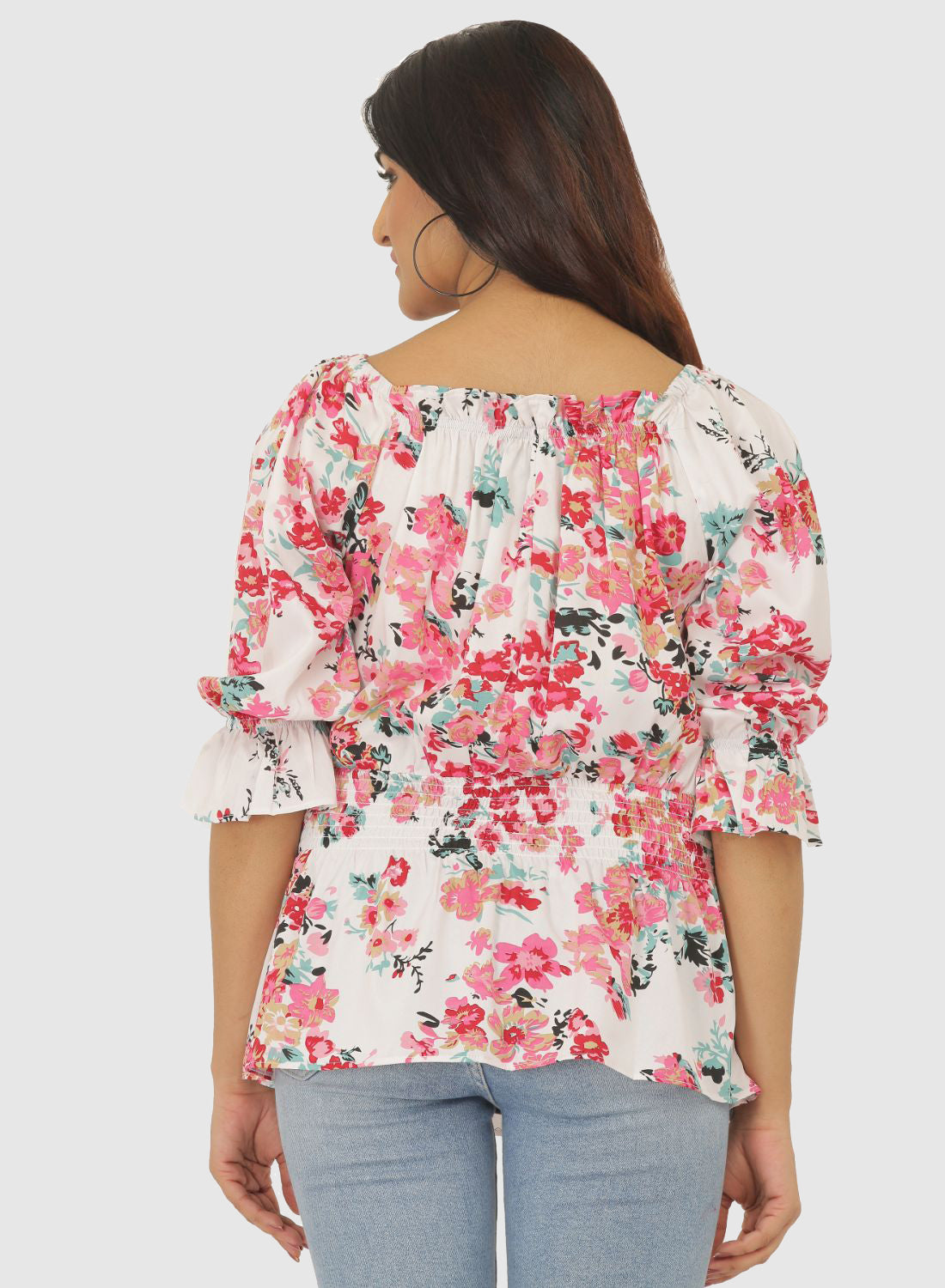 Women Printed Top Bell Sleeve Regular Fit