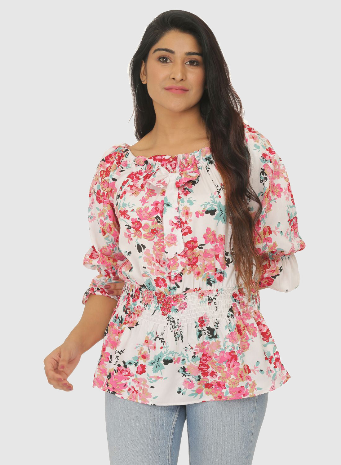 Women Printed Top Bell Sleeve Regular Fit