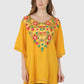 Women Kaftan Top Musturd Casual Regular Fit and Flare Multi color Embroidery Work