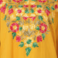 Women Kaftan Top Musturd Casual Regular Fit and Flare Multi color Embroidery Work