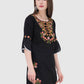 Women Top Black Rayon Tunic Party Wear 3/4 Sleeve