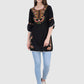 Women Top Black Rayon Tunic Party Wear 3/4 Sleeve