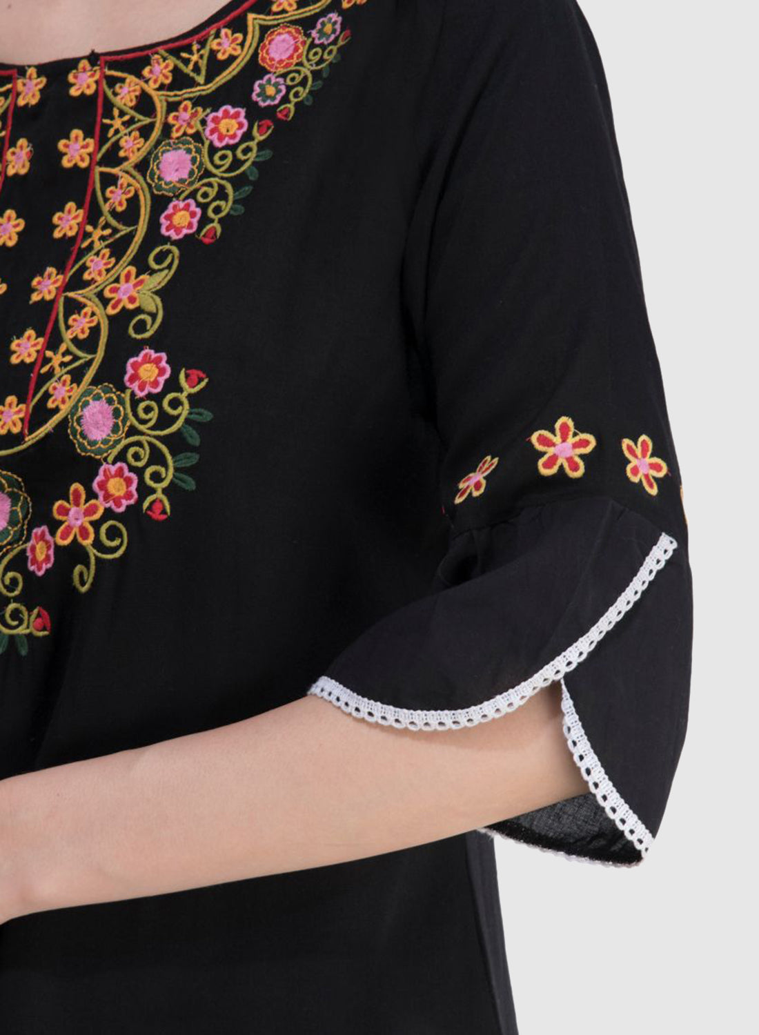 Women Top Black Rayon Tunic Party Wear 3/4 Sleeve