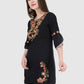 Women Top Black Rayon Tunic Party Wear 3/4 Sleeve