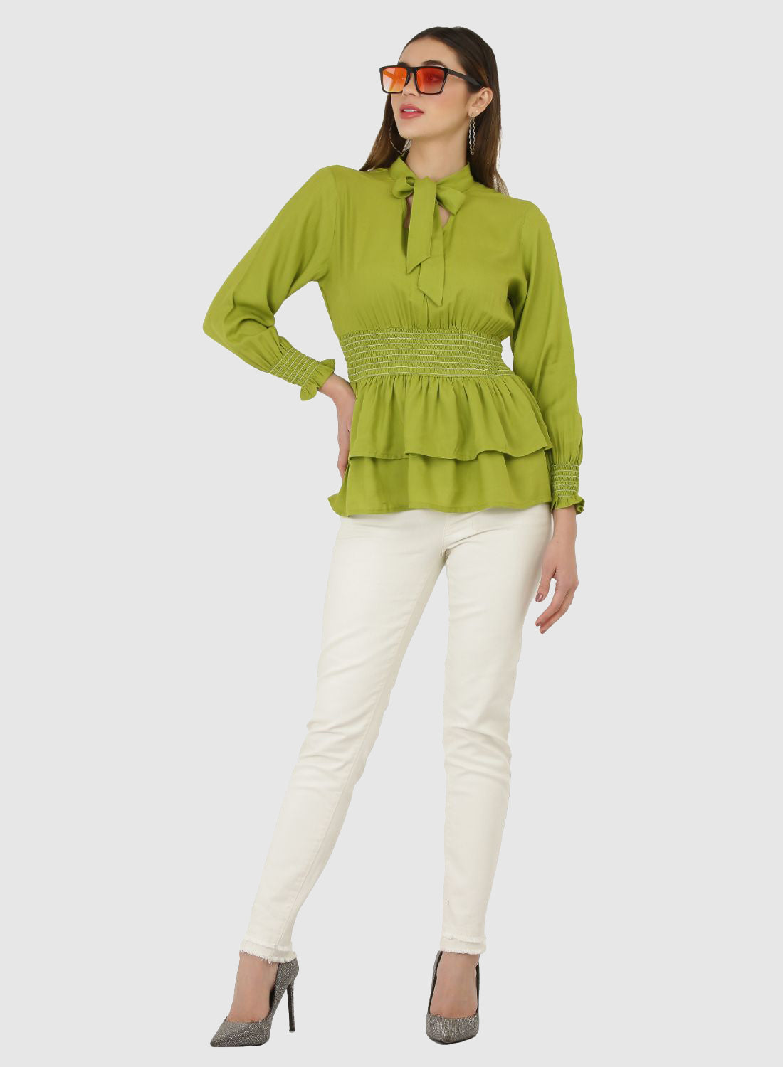 Women Top P/Green Regular Fit and Flare