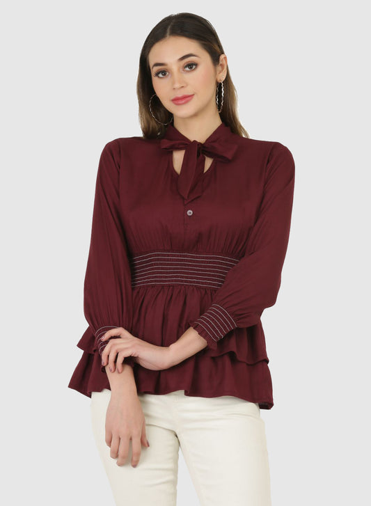 Women Top Brown Regular Fit and Flare