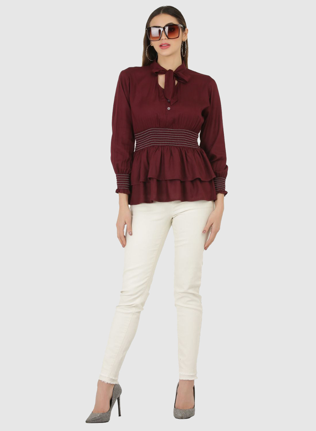 Women Top Brown Regular Fit and Flare