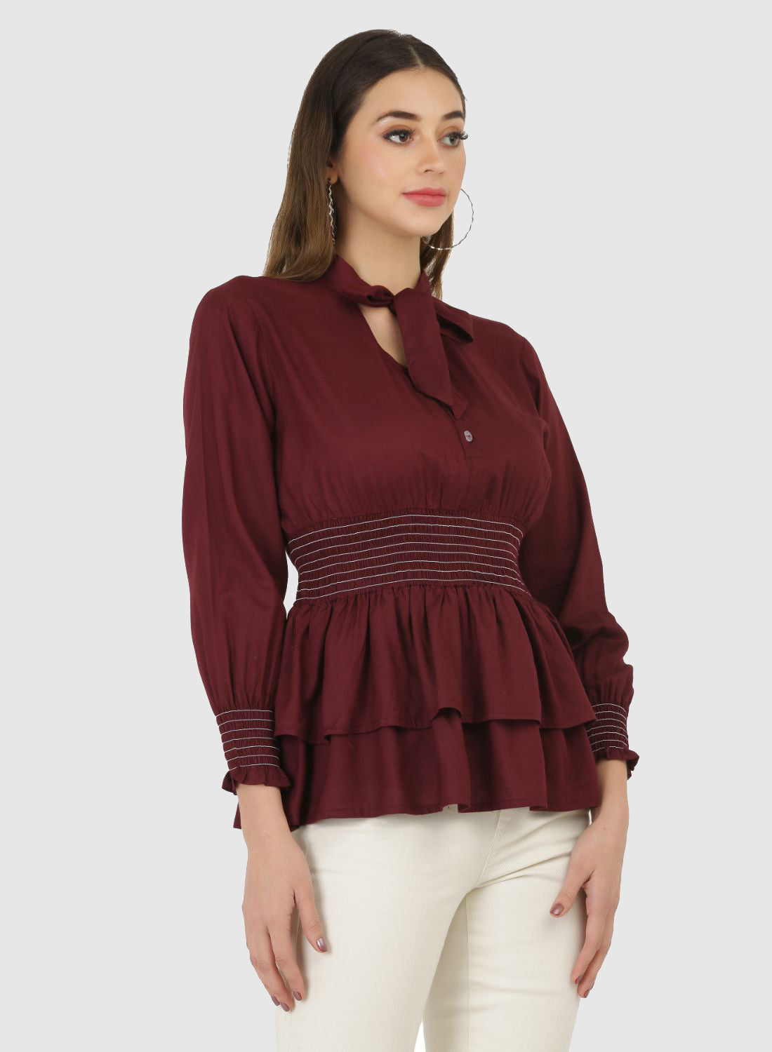 Women Top Brown Regular Fit and Flare