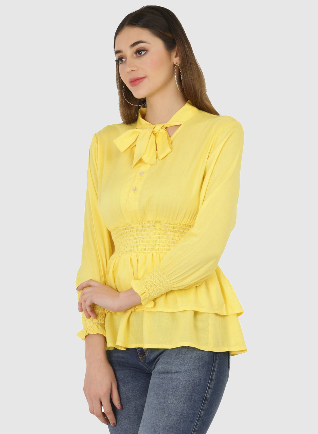 Women Top Yellow Regular Fit and Flare