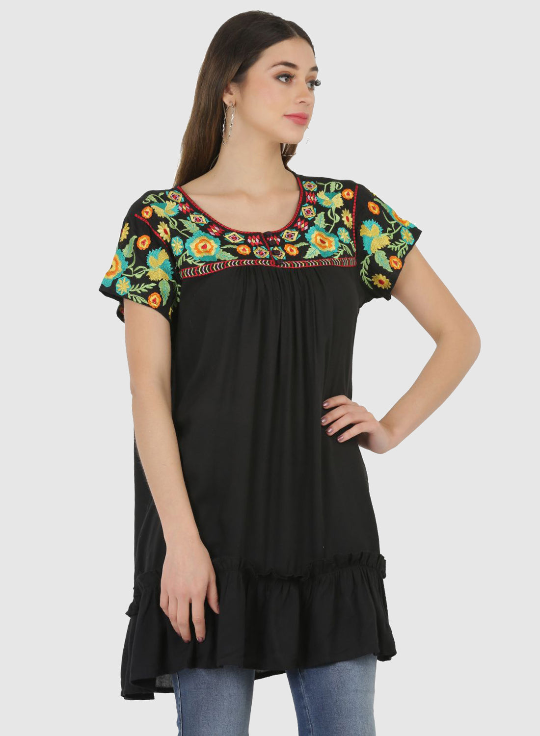 Women Top Black Regular Fit and Flare