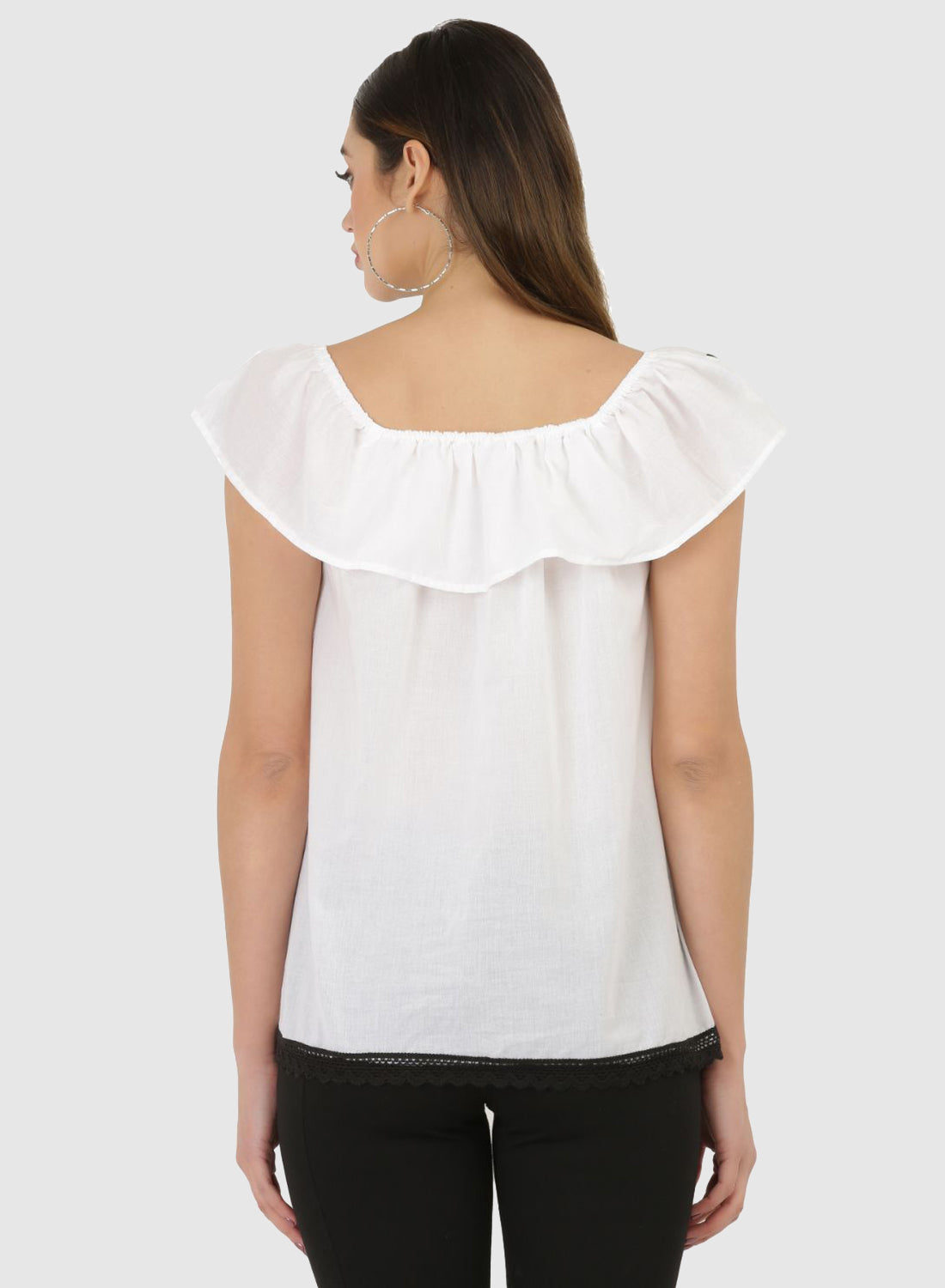 Women Top White Sleeve Butter Fly