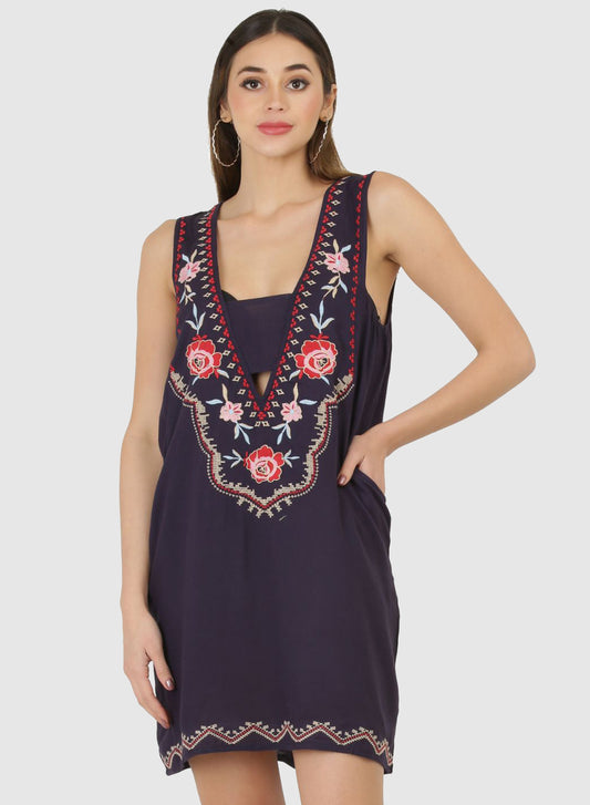 Women Dress Black Sleeve Less