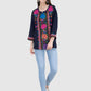 Women Top Blue Navy Blue Rayon Casual Party Wear 3/4 Sleeve