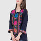 Women Top Blue Navy Blue Rayon Casual Party Wear 3/4 Sleeve
