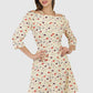 Women Dress Printed Fit and Flare 3/4 Sleeve