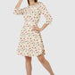 Women Dress Printed Fit and Flare 3/4 Sleeve