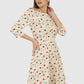 Women Dress Printed Fit and Flare 3/4 Sleeve