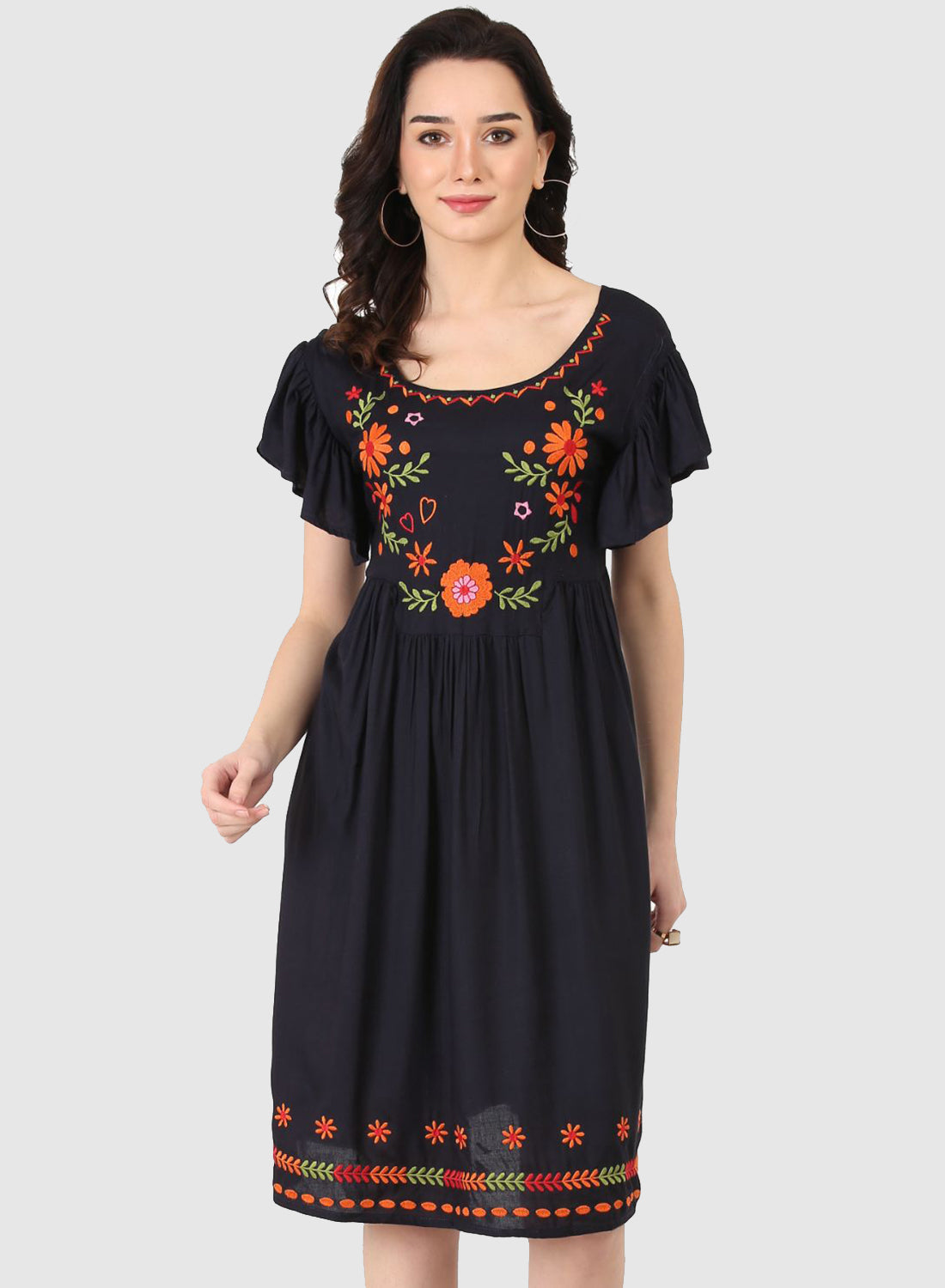 Women Dress Black Butter Fly Sleeve