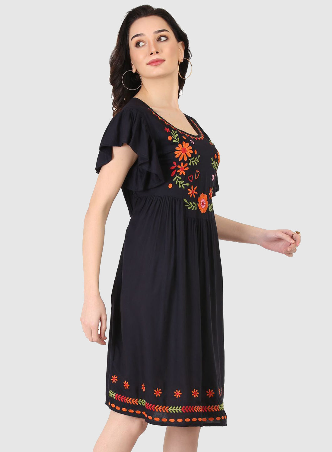 Women Dress Black Butter Fly Sleeve