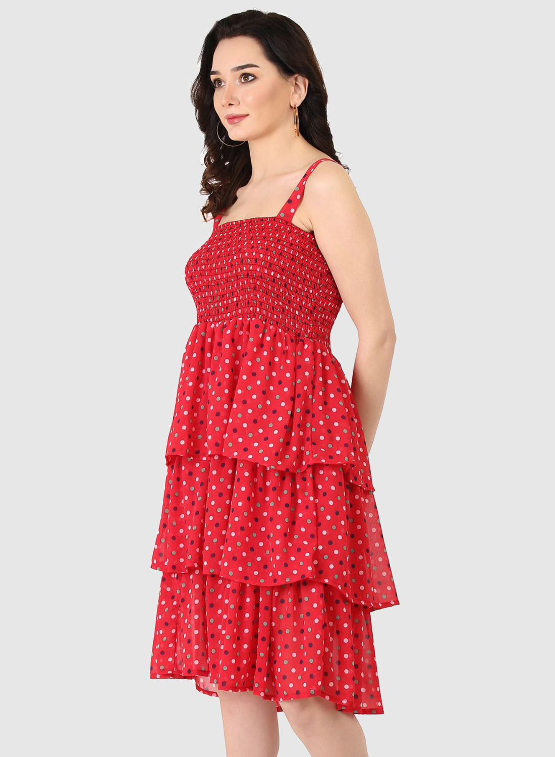 Women Dress Red Polka Dot Print