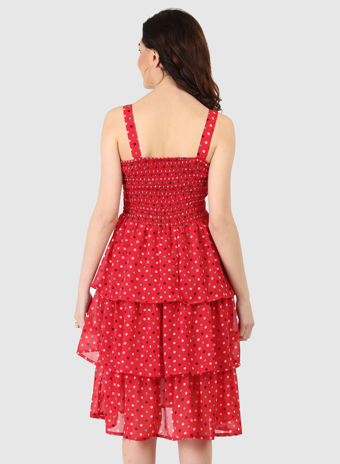 Women Dress Red Polka Dot Print