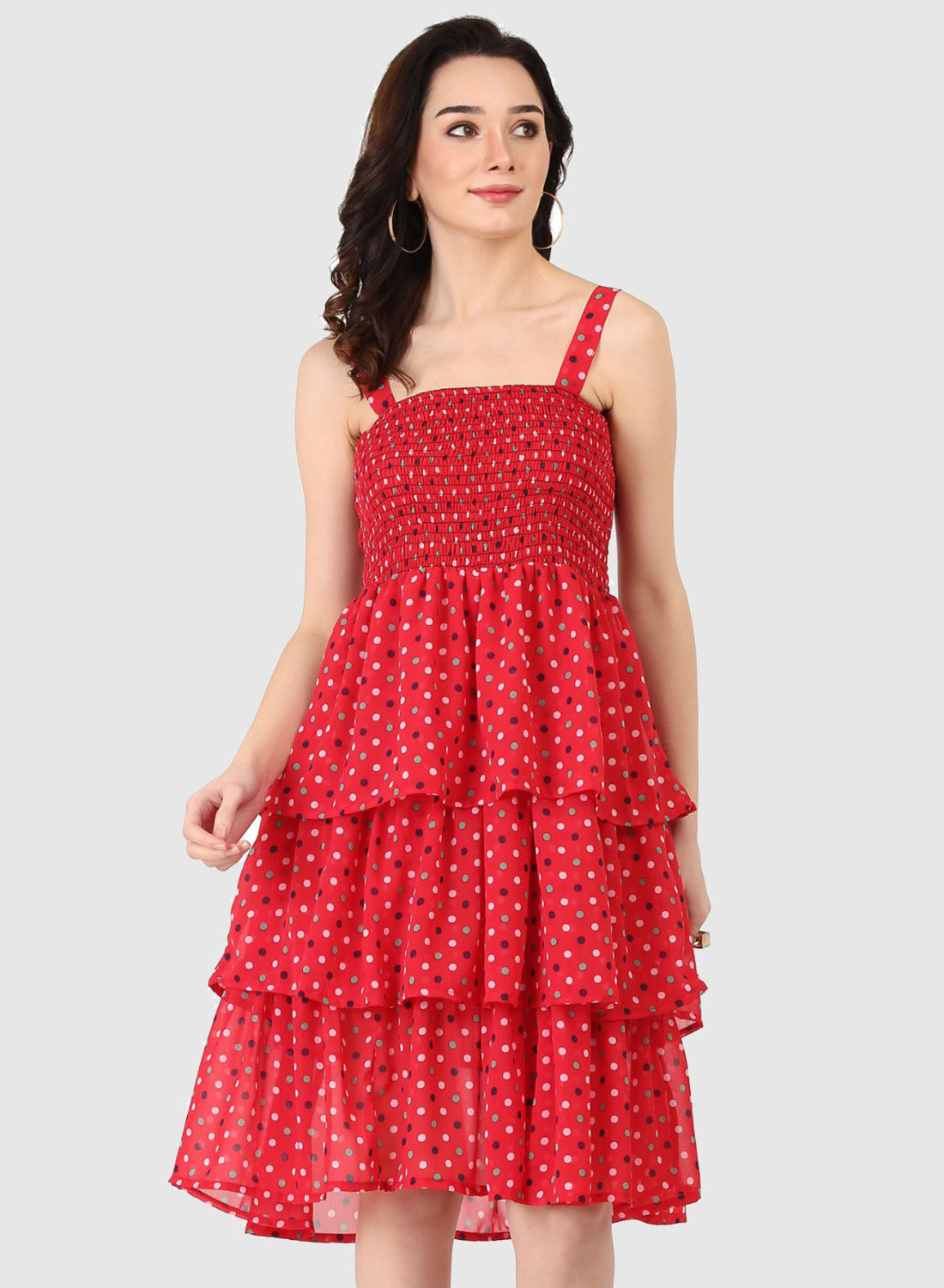 Women Dress Red Polka Dot Print