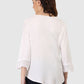 Women Top White Regular Fit 3/4 Sleeve Embroidery Work