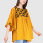 Women Top Mustard Yellow Rayon Casual Fit and Flare Butter Fly Sleeve