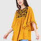 Women Top Mustard Yellow Rayon Casual Fit and Flare Butter Fly Sleeve