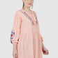 Women Top Pich Rayon Tunic Casual Fit and Flare Puff Sleeve