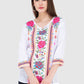 Women Top White Rayon Casual Party Wear 3/4 Sleeve